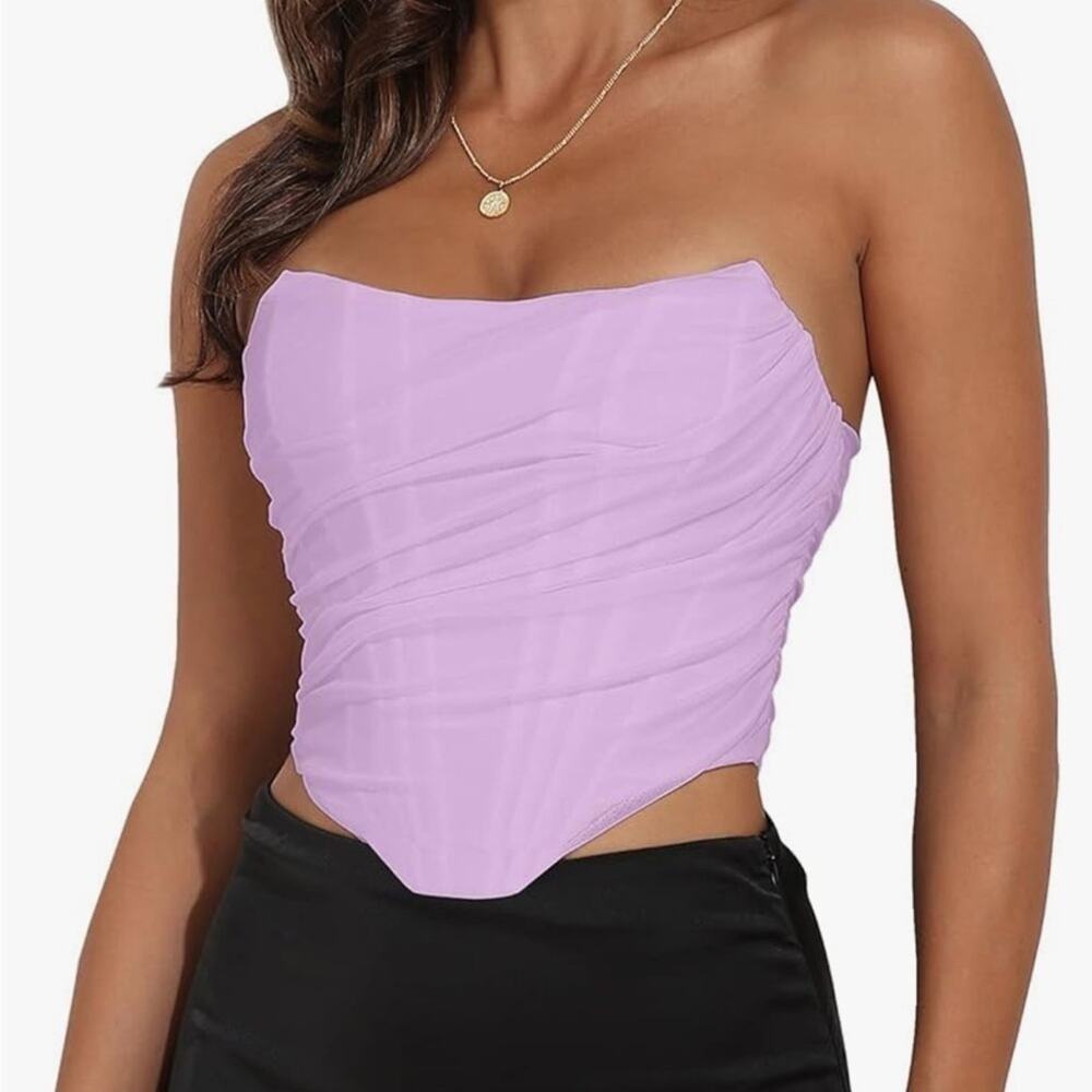 Purple Corset Sleeveless Bustier Bodysuit